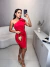 Vestido alfaiataria com laço no ombro - vermelho