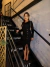 Vestido tricot manga longa com botões insp balmain - preto