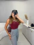 Blusa regata tricot modal bicolor - vermelho cereja - loja online