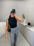 Blusa regata canelada gola alta - preto - loja online