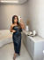 Vestido em couro midi tomara que caia - preto