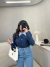 Blusa manga longa em modal com aplicação de gola em listras - azul escuro - loja online