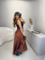 Saia radiance mídi cetim - marrom - loja online