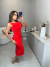 Vestido midi alfaiataria costa nua - vermelho - online store