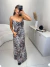 Vestido tule alcinha leopard