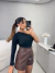 Blusa assimétrica canelada - preto - comprar online
