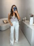 Calça pantalona em linho - off white - online store