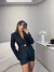 Conjunto de blazer e calça alfaiataria premium com cinto em couro - preto - loja online