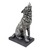 Escultura Lobo Decorativo Prata E Preto 28x16x11cm