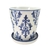 Vaso Decorativo Azul E Branco Floral 8x7cm Com Furo Modelo 3