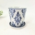 Vaso Decorativo Azul E Branco Floral 8x7cm Com Furo Modelo 3