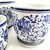 Vaso Azul E Branco 19/16/12cm Floral Cachepot Com Prato 3pc