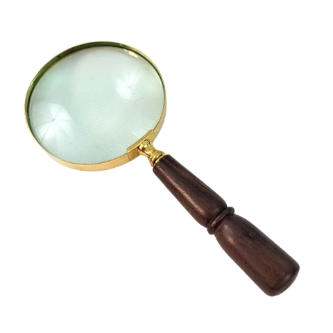 Lupa De Aumento Decorativa Madeira Dourada 23x10cm