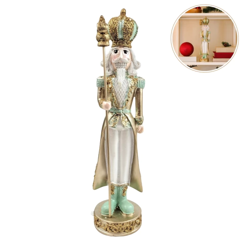 Soldado Quebra Nozes Resina Dourado Decoração Natal 30cm VD