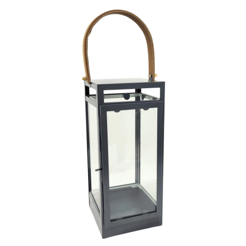 Lanterna Marroquina Decorativa Cinza 36x15cm Industrial