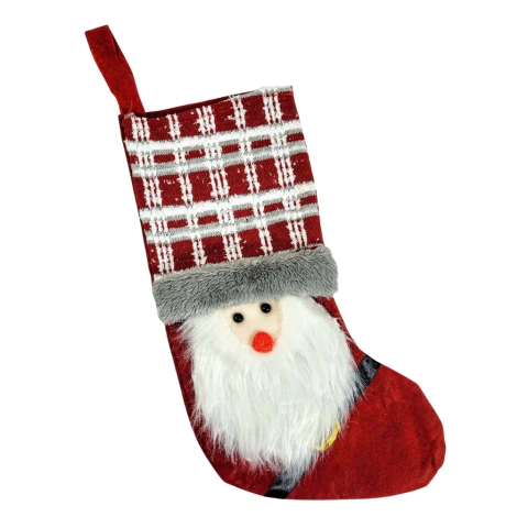 Bota Papai Noel Vermelha 35x19cm Meia Enfeite De Natal