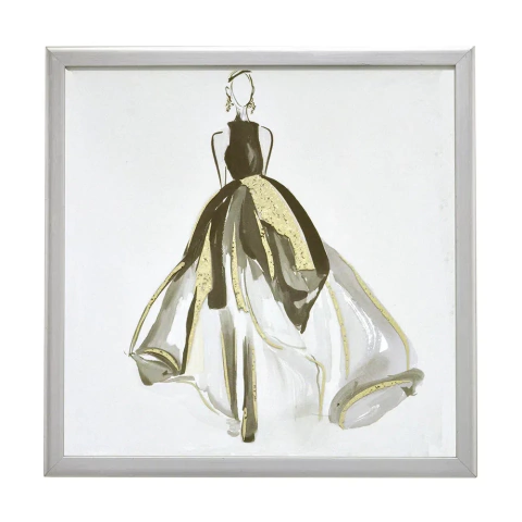 Quadro De Parede Prata Branco E Preto Model 44x44cm Moda 1