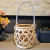 Lanterna Decorativa Bambu Corda Castiçal Copo Vidro 16cm