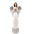 Anjo Branco Prata Coração Rendada Estátua 25x9x5cm