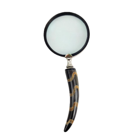 Lupa De Aumento Preto E Marrom Chifre 25x10x3cm Escritório