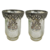 Vasinho Castiçal Vidro Vaso Prata 16x10cm Kit 2pc Decoração