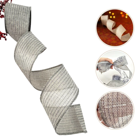 Fita Natalina Prata Listra 6,3cmx2,7m Natal Aramada Decor