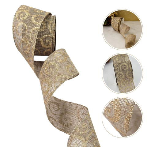 Fita Natalina Marrom Arabesco 6,3cmx9m Natal Aramada