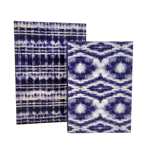 Caixa Livro Azul E Branco Tie Dye 32/25cm Decorativa Kit 2pc