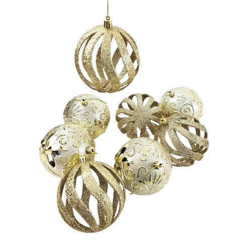 Kit 8 Bola De Natal Dourada 10cm Decoração Árvore Luxo