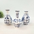 Kit 3 Mini Vaso Azul E Branco De Porcelana Com Planta