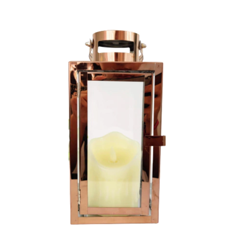 Lanterna Marroquina Decorativa Inox Cobre 25x11cm Quadrada