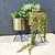 Vaso Dourado Com Suporte Metal Kit 3pc Com Planta
