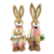 Casal De Coelho De Palha Xadrez 40cm Decoração De Páscoa