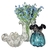 Kit De Vaso Murano Transparente E Azul Com Planta