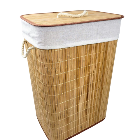 Cesto De Roupa De Bambu Multiuso 60x40x30cm Organizador