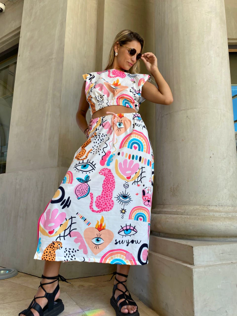 Pollera Munai Larga- MAMBA blanco