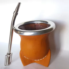 OF9 - Oferta Mate Vidrio forrado Cuero Vaqueta + Bombilla Guitarrita - comprar online