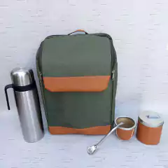 BM17 - Mochila-Morral Matero de cordura y cuero - Tienda Matera