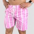 Short Tactel Listrado Rosa