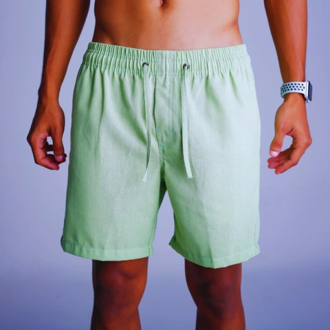 Short Masculino Verde Água Linho Confortável e Estiloso Homem