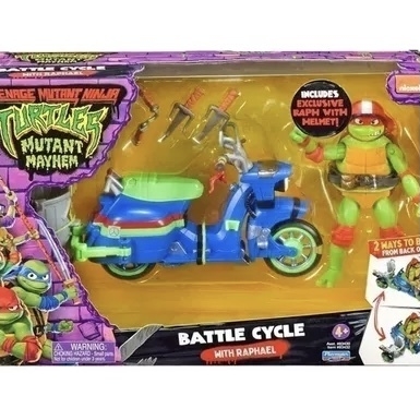 Tortugas Ninjas Vehiculo Battle Cycle Moto + Figura Raphael