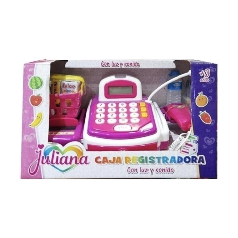 Caja Registradora Juliana Luz Y Sonido Accesorios Micrófono Color Rosa