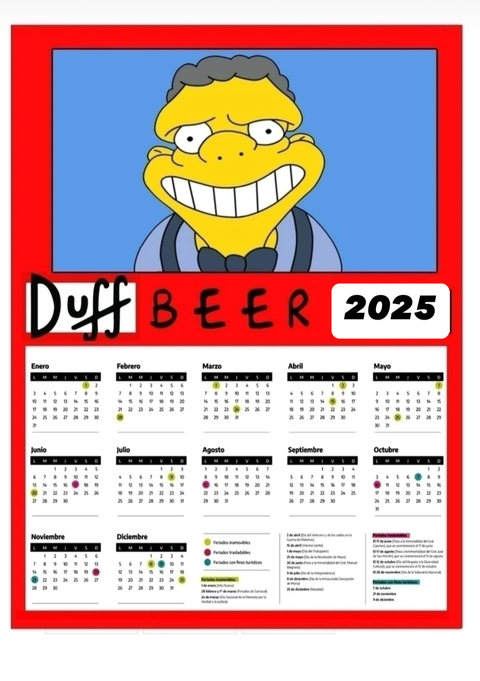 Calendario/almanaque de Moe 2025 - Para colgar
