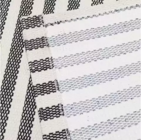 Tapete Passadeira Antiderrapante 0,45X2,00m LISTRADO CRU/PRETO