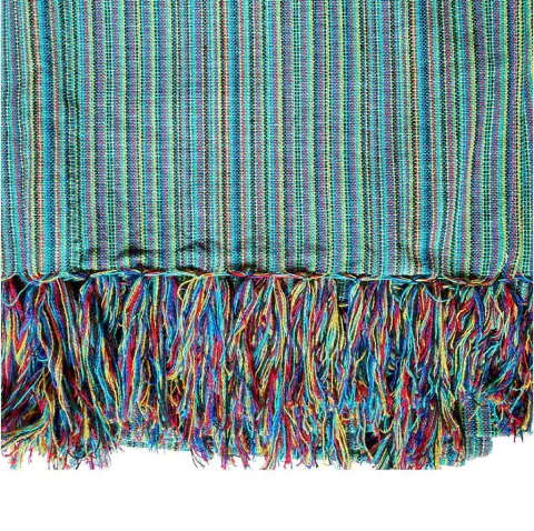 Manta Tear Algodão 1,40x2,40m Primavera Jeri Listrada Verde Jade