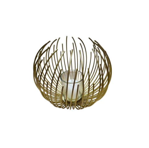 PECA METALICA DECORATIVA PORTA VELAS 15X15CM M COR DOURADO