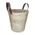 Cesto Cachepo Palha Roberto c Alça Couro 29X32A CM