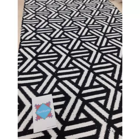 Tapete Tear Algodão 0,70x1,50m Geometrico Firenze Preto