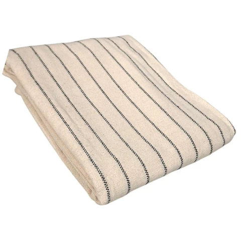 Toalha de Mesa Algodão Tear 6 lugares 1,40X2,5M Risca de Giz Preto e Cru