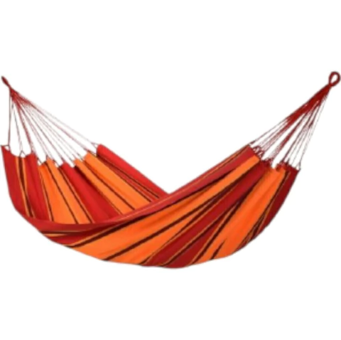Rede Descanso Algodão Casal 2,30x3,80m Pop Listrado Laranja e Vermelho
